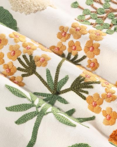 Embroidered Floral Throw Pillow Cover 18x18 Inch, Meadow Flower - color: Meadow Flower, size: 18" x 18" (Pack of 1)