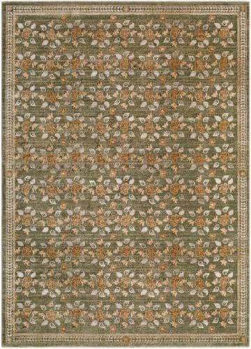 Hauteloom Fladxi Living Room, Bedroom Area Rug - Rustic Floral Bohemian - Olive, Green, Taupe, Tan - 5' x 7'5" - color: Olive, Taupe, Tan / Fahima, size: 4'11" x 7'5" (Rectangular)