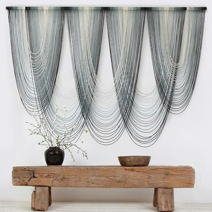 Macrame Wall Hanging Blue Dip Dyed Boho Tapestry Fiber Wall Art 57"W*41"L - color: Blue