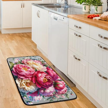 Flower Red Kitchen Rug Non-Slip Indoor Carpet Absorbent Welcome Mat - color: A:a-6