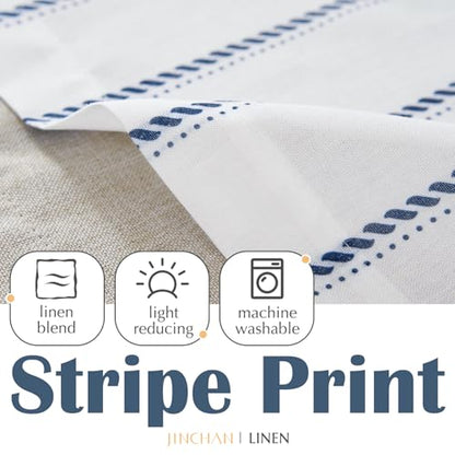 jinchan Stripe Linen Window Valance Curtain, 50x16, 1 Panel, Blue - color: Nautical Striped Blue on White, size: 50"W x 16"L (Pack of 1)