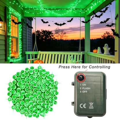 Pooqla Green String Lights Battery Operated, 4x50 LED Halloween Lights - color: Green, size: 50 LED x4
