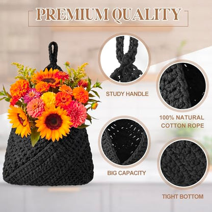 Honeydak 3 Hanging Baskets, Black, Envelope Basket - color: Black, style: Envelope Basket