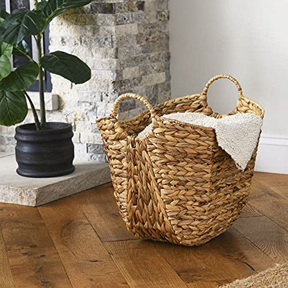 Household Essentials ML-4002 Tall Water Hyacinth Wicker Basket with Handles | Natural, Brown, Natural - color: Natural Hyacinth
