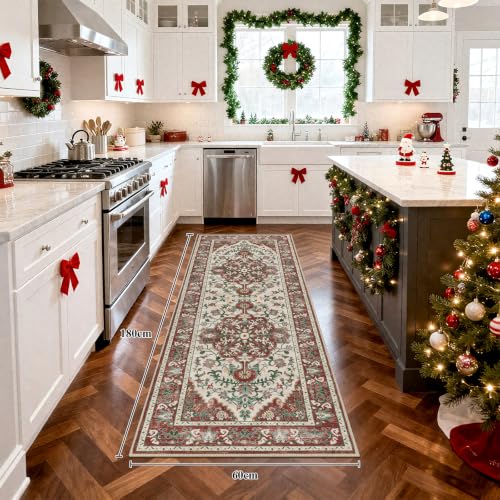 U'Artlines 2' x 6' Christmas Hallway Runner Rug, Non Slip Accent Rug, Red - color: Christmas Red, size: 2' x 6' (Runner)