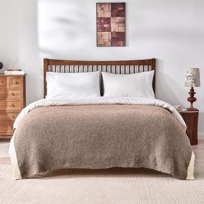 CozeCube Reversible Knitted Throw Blanket, Brown White Melange 50"x60" - color: M-dark Brown, size: 50"x60"