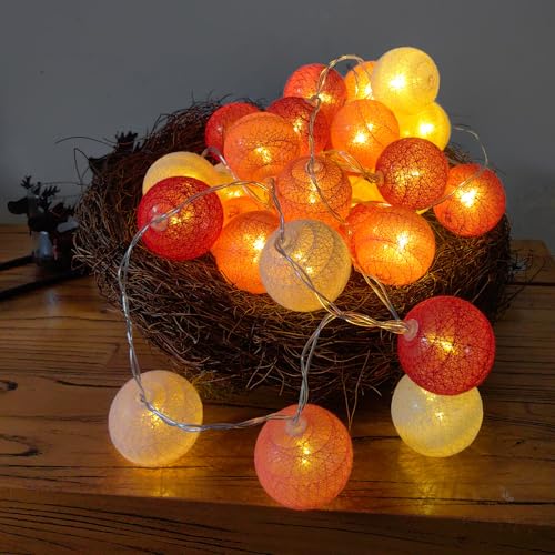 3M/10Ft 30 Red White Ball LED Battery Operated String Fairy Light - color: Red