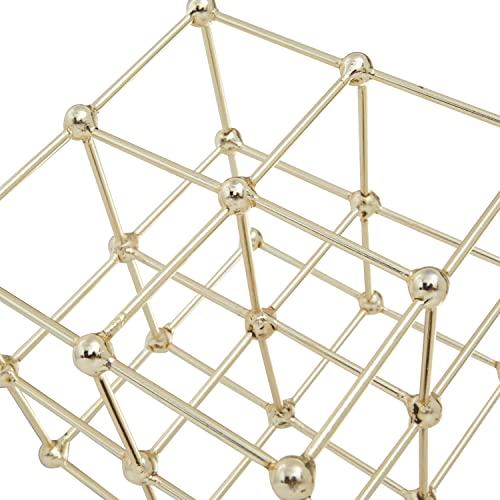 Deco 79 Marble Geometric Sculpture with Black Base, 9" x 9" x 12", Gold - color: Gold