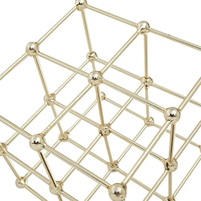 Deco 79 Marble Geometric Sculpture with Black Base, 9" x 9" x 12", Gold - color: Gold