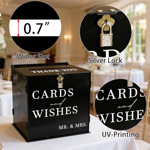 Black Acrylic Card Box with Slot & Lock, DIY Large Wedding Card Boxes for Reception, Elegant Money Envelop Gift Cards Box for Party Wedding Birthday Baby Shower Graduation Table Decor - style: Acrylic