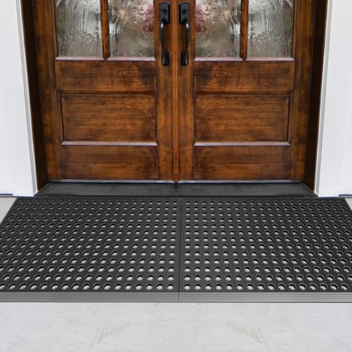 Mibao Front Door Mat, 35.5" x 24", Black, Heavy Duty Dirt Trapping - color: Black, size: 2' x 3' (Rectangular)