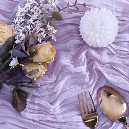 6 Pack Lavender Purple Cheesecloth Table Runner 35 x 120 Inch - color: Lavender, size: 6 Pcs - 10 Ft