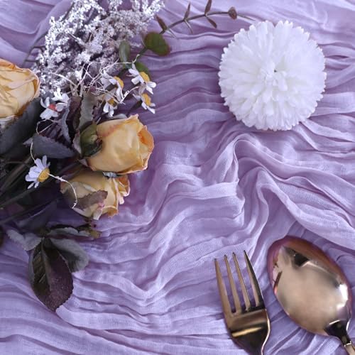 12 Pack Lavender Purple Cheesecloth Table Runner 35 x 120 Inch - color: Lavender, size: 12 Pcs - 10 Ft