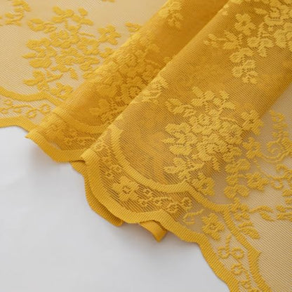 TUDECO Yellow Stall Lace Shower Curtain for Bathroom, 36Wx72L Inch 1 Panel - color: Mustard Yellow, size: 36"W x 72"L (Pack of 1)