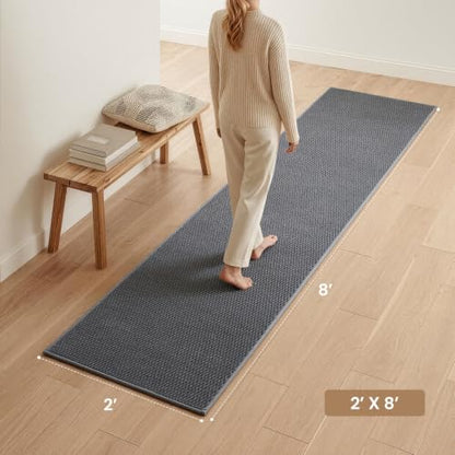 Sunfly 2x8 Runner Rug with Non Slip Rubber Backing Dark Grey - color: Dark Grey, size: 2' x 8' (Rectangular)