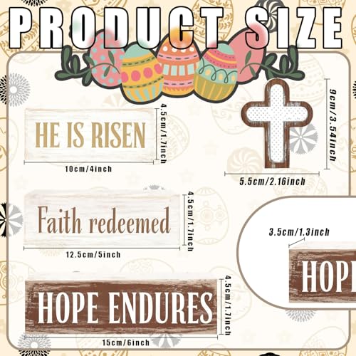 Easter Decorations - He Is Risen Cross Tiered Tray Decor - Faith Redeemed Religious Wooden Tabletop Sign - Farmhouse Easter Christian Home Decor Indoor - Spring Home Decor for Living Room, Kitchen Counter, Seasonal Farmhouse Display - style: Cross