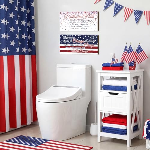 Jetec 2 Pcs Funny Bathroom Signs Wall Decor Farmhouse,Independence Day - style: Independence Day