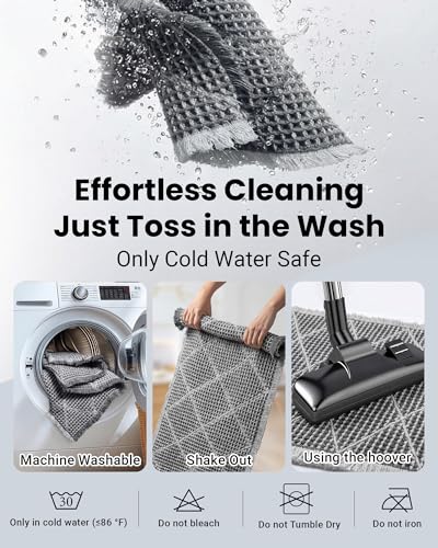 Waffle Bath Mat Set, Non Slip Bathroom Rugs 2 Piece, Gray & Light Gray - color: Grey & Light Grey