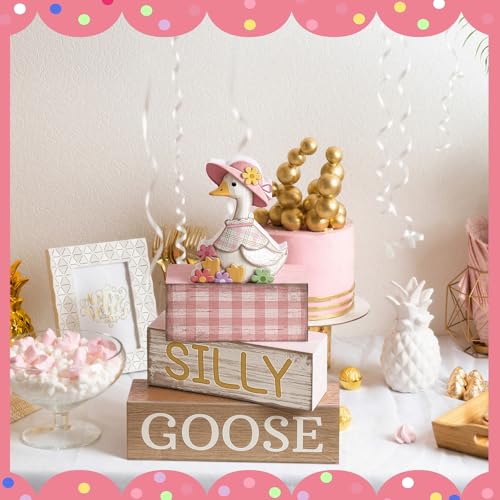 Yuntau 4 Pcs One Silly Goose Table Decor Baby Shower Birthday Party Decor - style: Goose