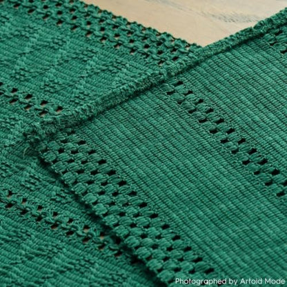 Artoid Mode Dark Green Woven Farmhouse Hollow Table Runner 12x48 Inch - color: Dark Green, size: 12" x 48", Table Runner