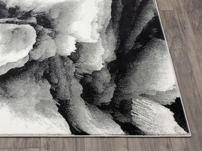 Abani Arto Collection ART170A Contemporary 3D Geometric Area Rug - color: Black, White, size: 8'11" x 12'
