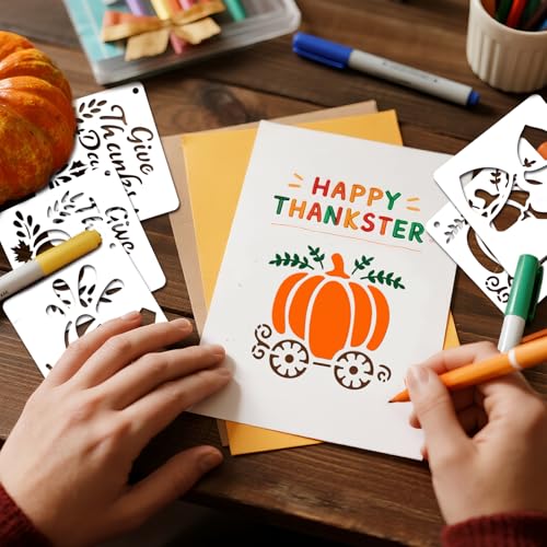 72 PCS Fall Stencils for Painting, 3x3 Inch Reusable Thanksgiving Stencils for Seasonal Home Art, Gourds Autumn Leave Turkey Thanksgiving Painting Templates on Wood, Window Door Decor DIY Decoration - style: 72PCS Thanksgiving