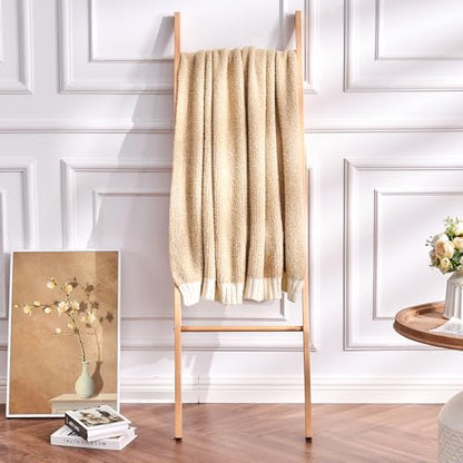 CozeCube Reversible Knitted Throw Blanket, Beige White Melange 50"x60" - color: M-khaki Tan, size: 50"x60"