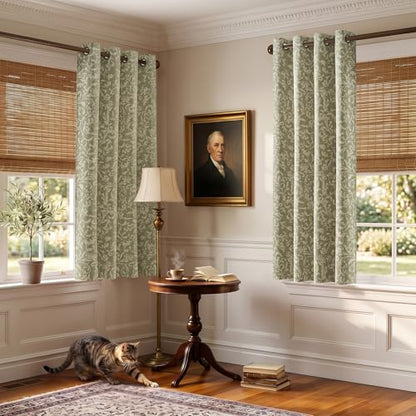 jinchan Sage Floral Curtians 63 Inch Room Darkening Grommet 2 Panels - color: *Dusty Sage, size: 50"W x 63"L (Pack of 2)