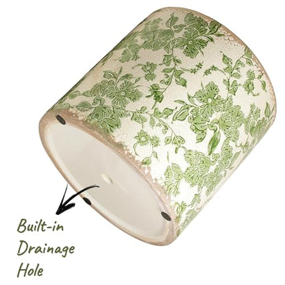 Xiaan Jiaju 7.7" Large Green Plant Pots, French Country Ceramic Flower Pots - color: Distressed Sage, size: Large - Drain Holes