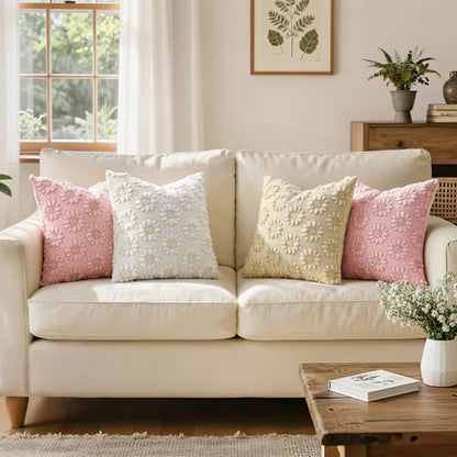 Spring Pillow Covers Sunflower 18x18 Set of 2 Pink - color: Pink, size: 18" x 18" (Pack of 2)