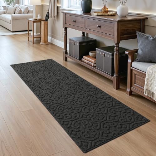 DEXI Hallway Runner Rug Non Slip, 2x6 Washable Runners Carpet, Dark Grey - color: Dark Grey, size: 24" X 72" (Runner)