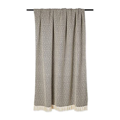 DII Rustic Farmhouse Double Diamond Woven Throw, 50x60, Mineral - color: Black, size: 50x60"
