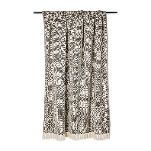 DII Rustic Farmhouse Double Diamond Woven Throw, 50x60, Mineral - color: Black, size: 50x60"