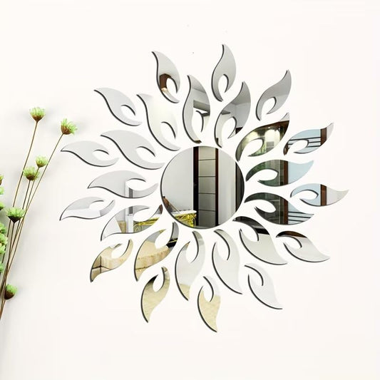 27PCS Sunflower Acrylic Mirror Wall Stickers, Mirror Wall Decals for Living Room Bedroom TV Background, Modern Home Decor Gift for Housewarming