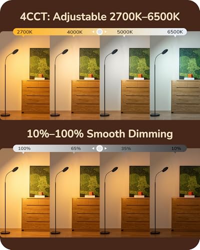 EDISHINE Modern LED Floor Lamp 1300LM Floor Lamps for Living Room Brown - color: Brown