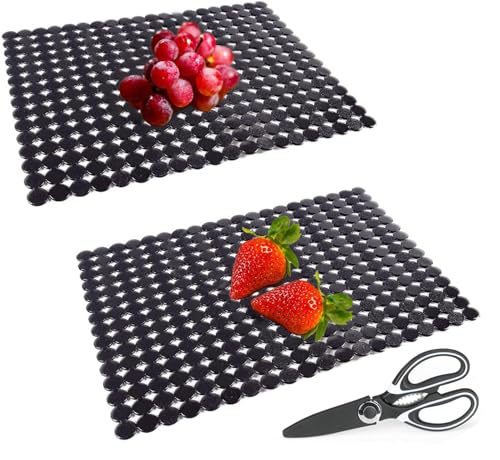 Kitchen Sink Mat,2 Pack Sink Protectors for Kitchen Sink with Scissors - color: Dark Black