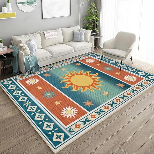 Sun Rug 4x6 for Living Room Boho Southwestern Area Rugs Machine Washable - color: Sun, size: 4' x 6' (Rectangular)