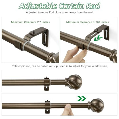 LLPJS Curtain Rods 16-136", 1 in Adjustable Brown Rod with Finials, 1 Pack - color: Brown, size: 16" to 136" - 1 pack