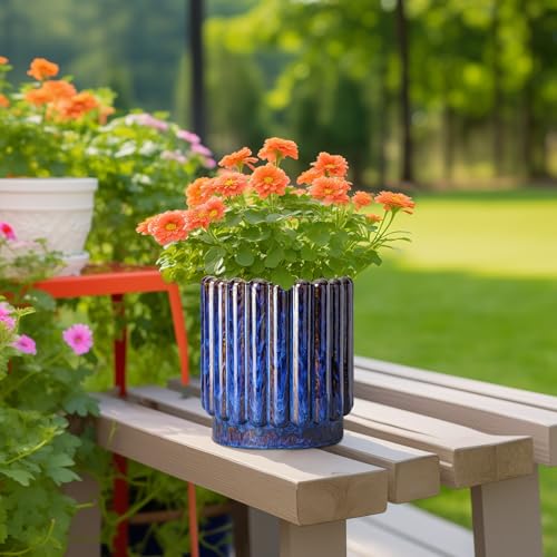 Ceramicfor Ceramic Plant Pots, 7.6 Inch, Blue - color: Blue, size: 7.6 Inch