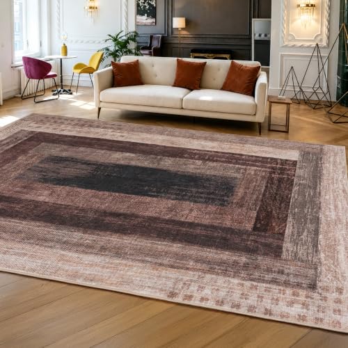 Neutral Geometric Brown 6x9 ft Large Rug for Living Room Bedroom - color: Brown, size: 6' x 9' (Rectangular)