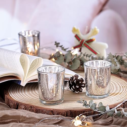 Volens Silver Party Decorations 72pcs, Mercury Glass Votive Candle Holders - color: Silver--72pcs