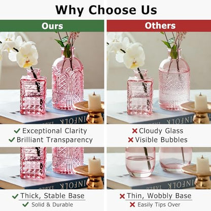 SUPMIND 16Pcs Pink Glass Bud Vases in Bulk for Wedding Table Centerpieces - color: Pink