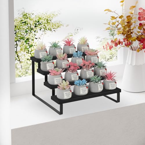 YINMIT Wooden Display Riser Stand, Tiered Perfume and Cologne Organizer Stand, 4 Tier Spice Rack Organizer, Rustic Display Shelf for Candles (4 Tier,Black) - color: 4 Tier,1 Pack,Black