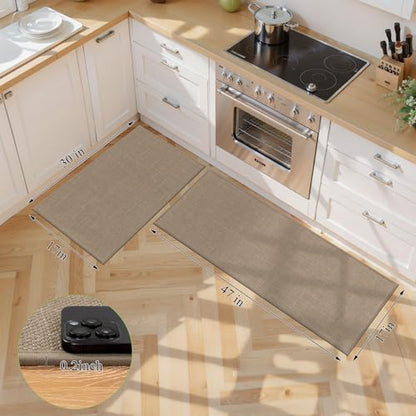 SHACOS Non Slip Kitchen Sink Rug, 17x30 Inch, Brown - color: Brown, size: 17x30"