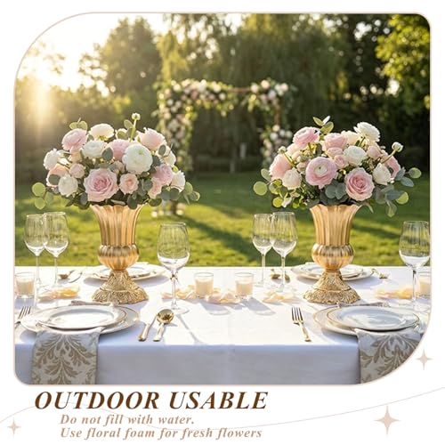 Gold Vases for Centerpieces, 10 Pcs Metal Trumpet Vase, 8.4" Tall - color: French Gold, size: 8.4in-10Pcs