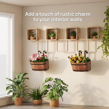 2Pack Cute Railing planter box Fence planters Window boxes planters porch - color: Brown-2pcs, size: Small
