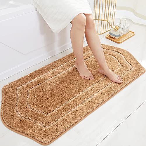 COSY HOMEER Plush Non-Slip Bath Mat, Beige, 24" x 48" - color: Beige, size: 24" x 48" (Oval)