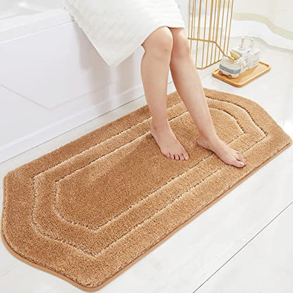 COSY HOMEER Plush Non-Slip Bath Mat, Beige, 24" x 48" - color: Beige, size: 24" x 48" (Oval)