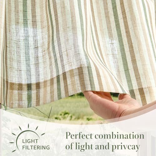 jinchan Linen Boxter Stripe Valances for Window 16 inch,Muti Green,1 Panel - color: Boxter Stripe | Multi Green on Linen, size: 50"W x 16"L (Pack of 1)