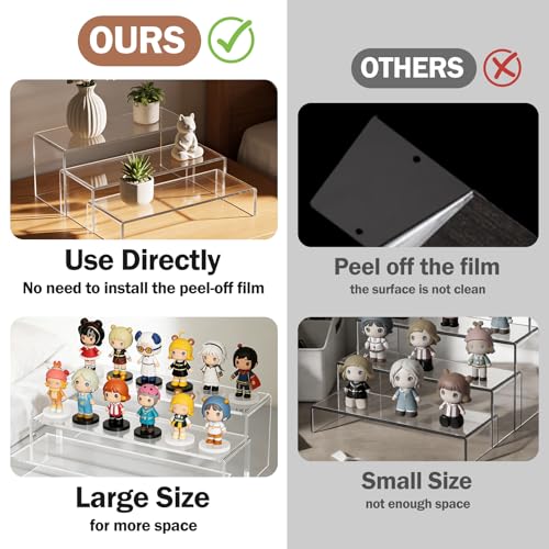 Lagre Acrylic Risers Display Stand - 3 Tier Clear Perfume Shelf Organizer, Cupcake Stand Holder, Tiered Dessert Display Table Set, Buffet Food Risers for Party and Event,Showcase Figurine, Collectible